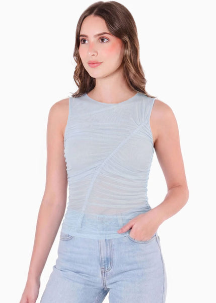 Blusa sin mangas con recogido en el frente - CORONADO