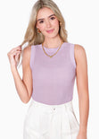 Blusa sin mangas tejida color lila para mujer - Flashy