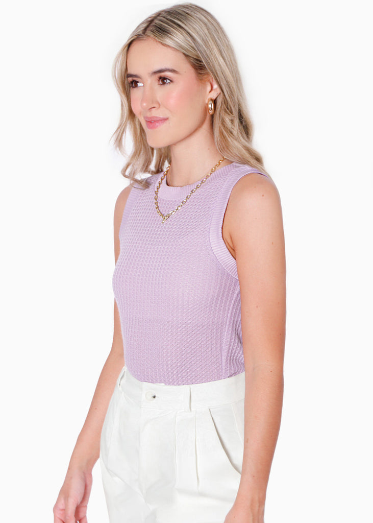 Blusa sin mangas tejida color lila para mujer - Flashy