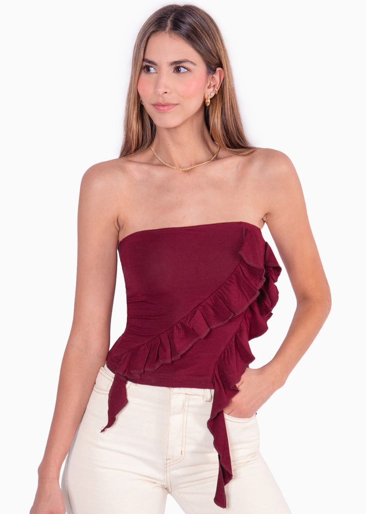 Blusa strapless con boleros  para mujer - Flashy