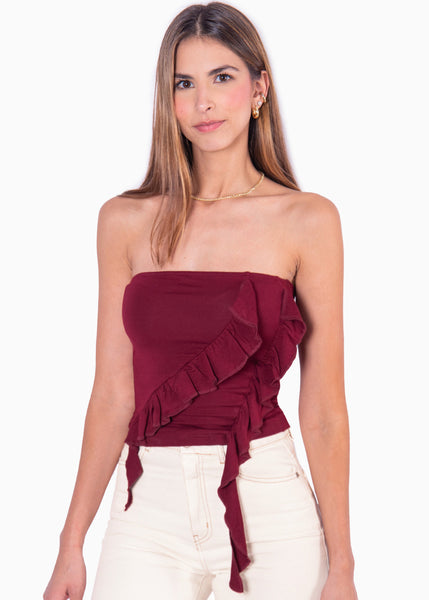 Blusa strapless con boleros  para mujer - Flashy