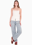 Blusa strapless con botones - GERMANIA.MARFIL