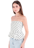 Blusa strapless tipo globo con estampado de puntos - MENORCA