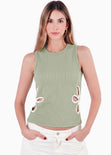 Blusa Tank Top con diseño flores en contraste - MENTA.VERDE