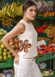 Blusa Tank Top con diseño flores en contraste para mujer - Flashy