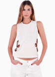 Blusa Tank Top con diseño flores en contraste para mujer - Flashy