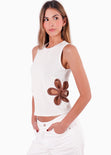 Blusa Tank Top con diseño flores en contraste para mujer - Flashy