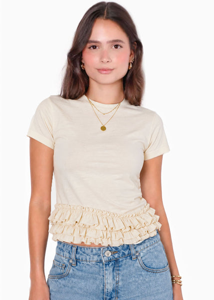 Camiseta asimétrica de boleros de color beige - GOIA