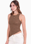 Blusa tanktop asimétrica de color café - MARESIA