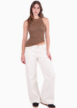Blusa tanktop asimétrica de color café - MARESIA