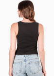 Blusa tipo chaleco con botones dorados color negro para mujer - Flashy