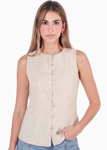 Blusa tipo chaleco manga sisa - PITAYA