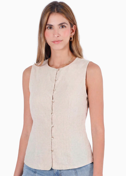 Blusa tipo chaleco manga sisa - PITAYA