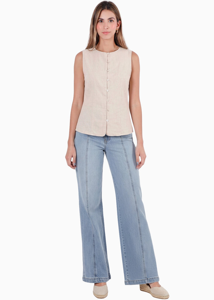 Blusa tipo chaleco manga sisa - PITAYA