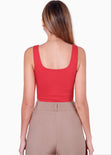 Blusa tipo corset de tiras con aro en escote color rojo para mujer - Flashy