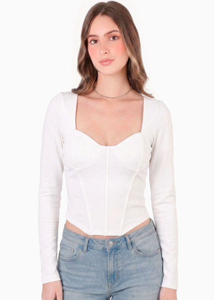 Blusa tipo corset manga larga - HADARA