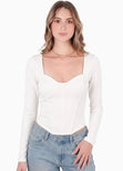 Blusa tipo corset manga larga - HADARA