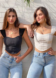 Blusa tipo corset con mangas efecto drapeado color blanco, marfil para mujer - Flashy