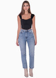 Blusa tipo corset sin mangas color negro para mujer - Flashy
