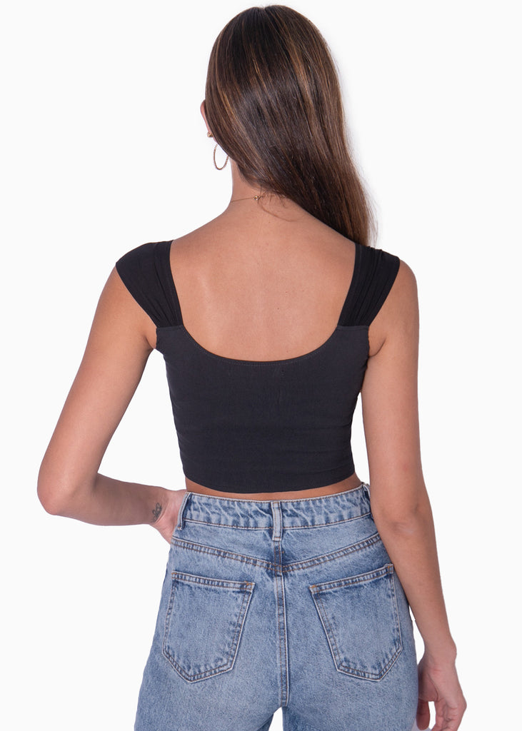 Blusa tipo corset sin mangas color negro para mujer - Flashy