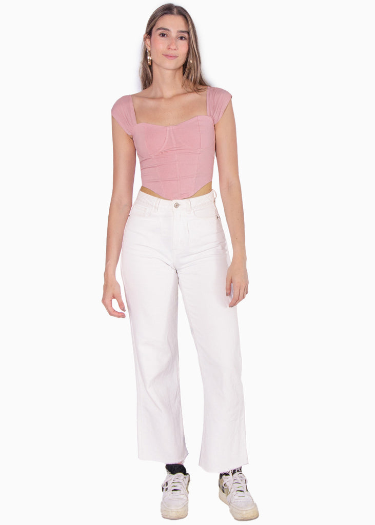 Blusa tipo corset sin mangas color rosado para mujer - Flashy