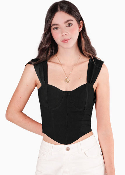 Blusa tipo corset sin mangas - SUMMER.NEGRO