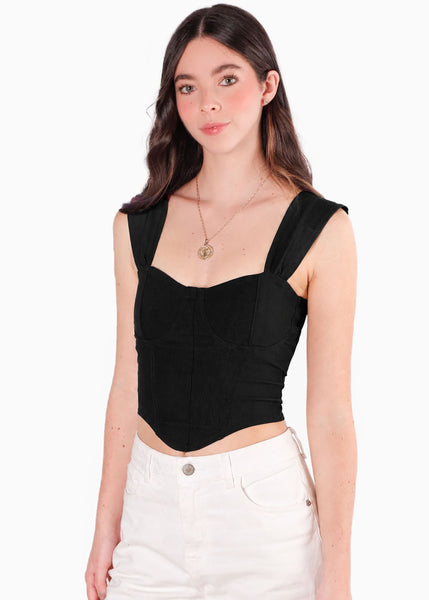 Blusa tipo corset sin mangas - SUMMER.NEGRO
