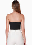 Blusa tipo corset strapless con copas en contraste color negro para mujer - Flashy