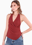 Blusa tipo halter con drapeado - PASIFLORA
