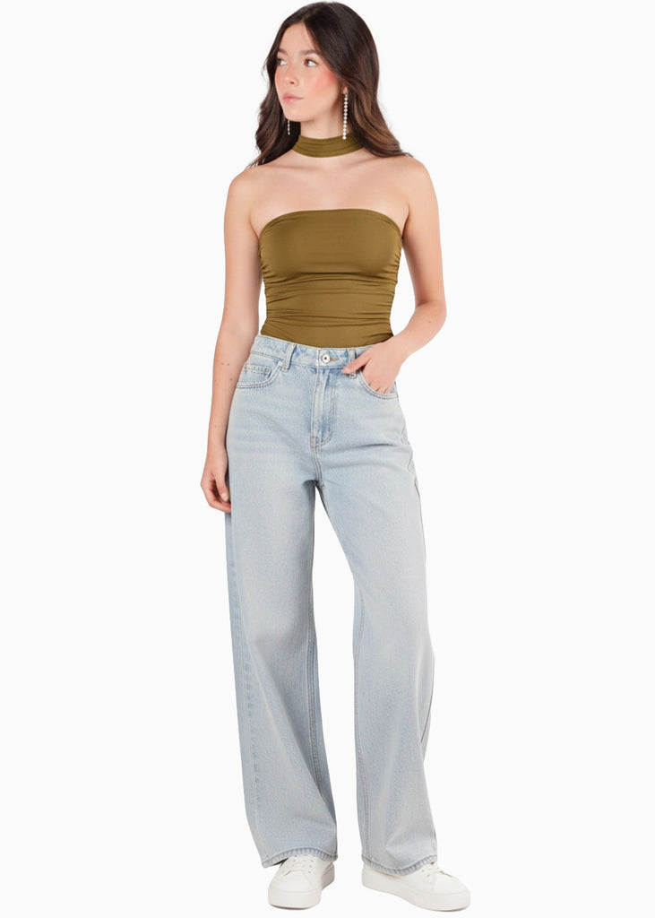 Body con escote de corazon y choker - SANDIA