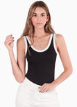 Body con sesgos en contraste color negro para mujer - Flashy