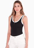 Body con sesgos en contraste color negro para mujer - Flashy