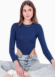 Body costillero manga larga color azul para mujer - Flashy