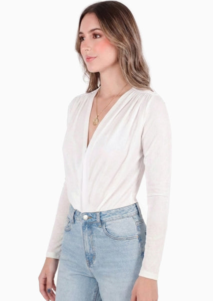 Body manga larga con escote cruzado - ATLANTA.MARFIL