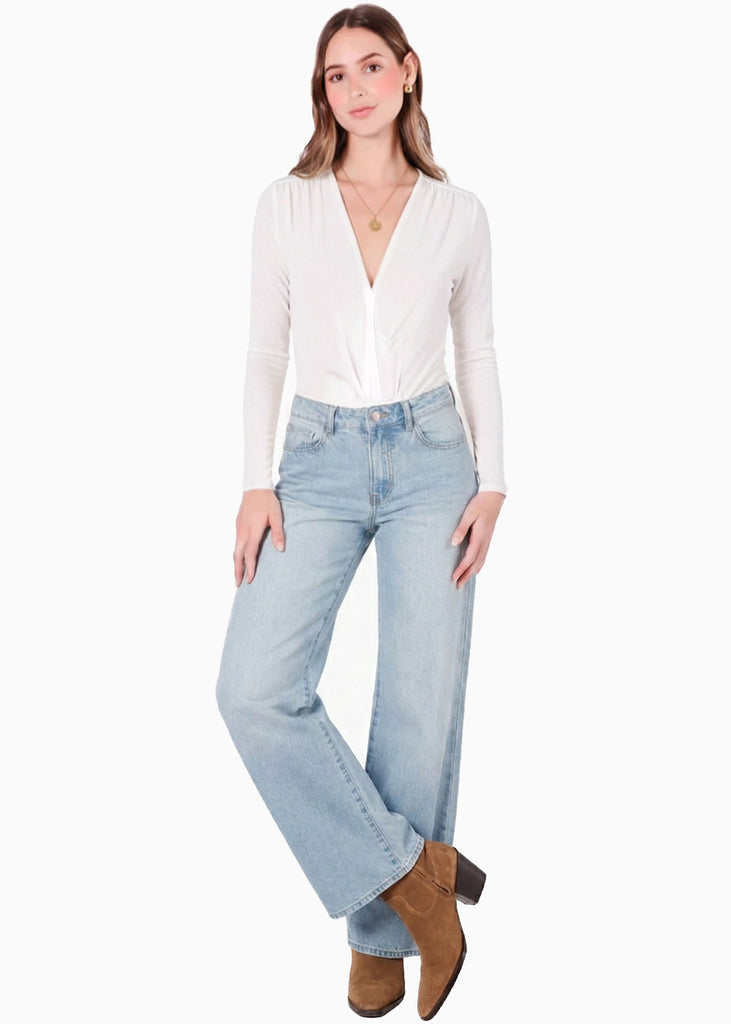 Body manga larga con escote cruzado - ATLANTA.MARFIL