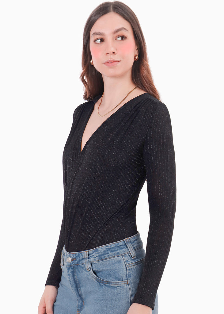 Body manga larga con escote cruzado - ATLANTA