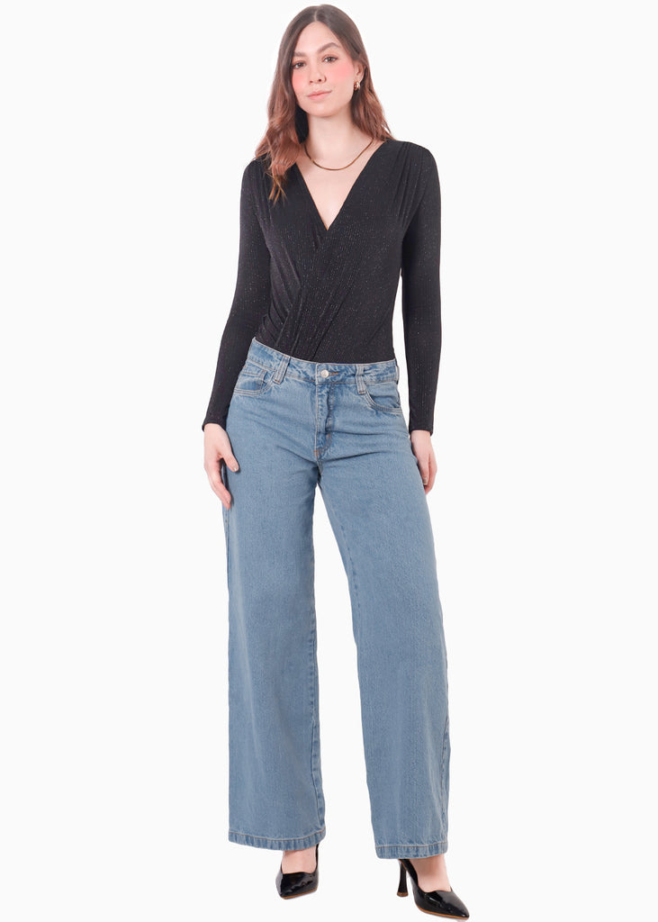 Body manga larga con escote cruzado - ATLANTA