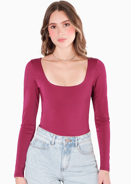 Body manga larga color vino para mujer - Flashy