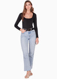 Body manga larga color negro para mujer - Flashy