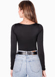 Body manga larga color negro para mujer - Flashy