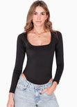 Body manga larga color negro para mujer - Flashy