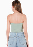 Body strapless tipo corset con escote en v color verde para mujer - Flashy