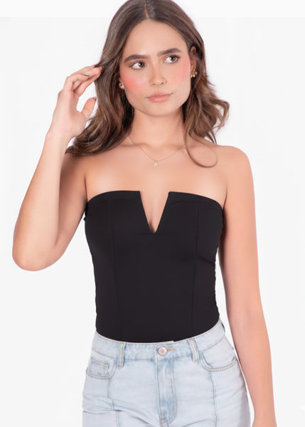 Body strapless tipo corset con escote en v - GWENDOLEN