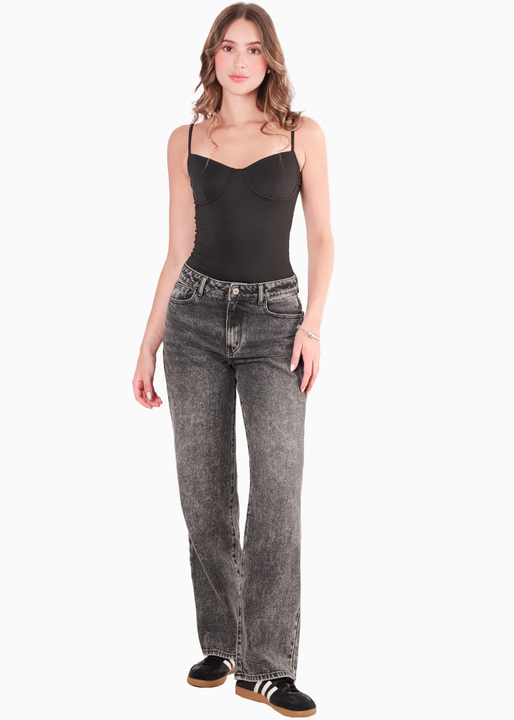 Body tipo corset con copas color negro para mujer - Flashy