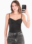 Body tipo corset con copas color negro para mujer - Flashy