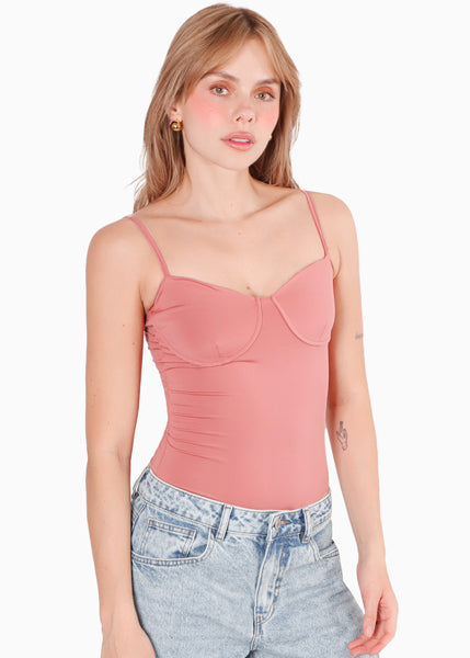 Body tipo corset con copas color rosado para mujer - Flashy