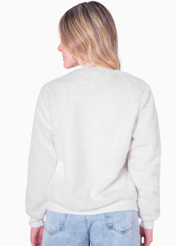 Bomber jacket color marfil, blanco para mujer - Flashy