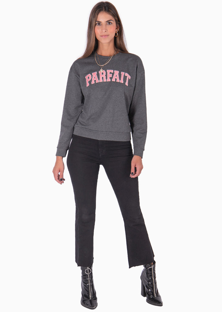 Buzo con bordado "Parfait" color gris para mujer - Flashy