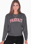 Buzo con bordado "Parfait" color gris para mujer - Flashy