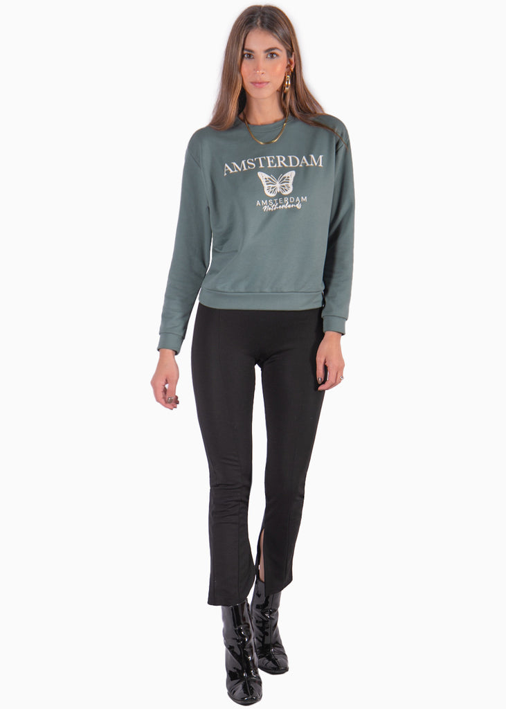 Buzo con estampado de mariposa color verde para mujer - Flashy